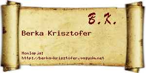 Berka Krisztofer névjegykártya